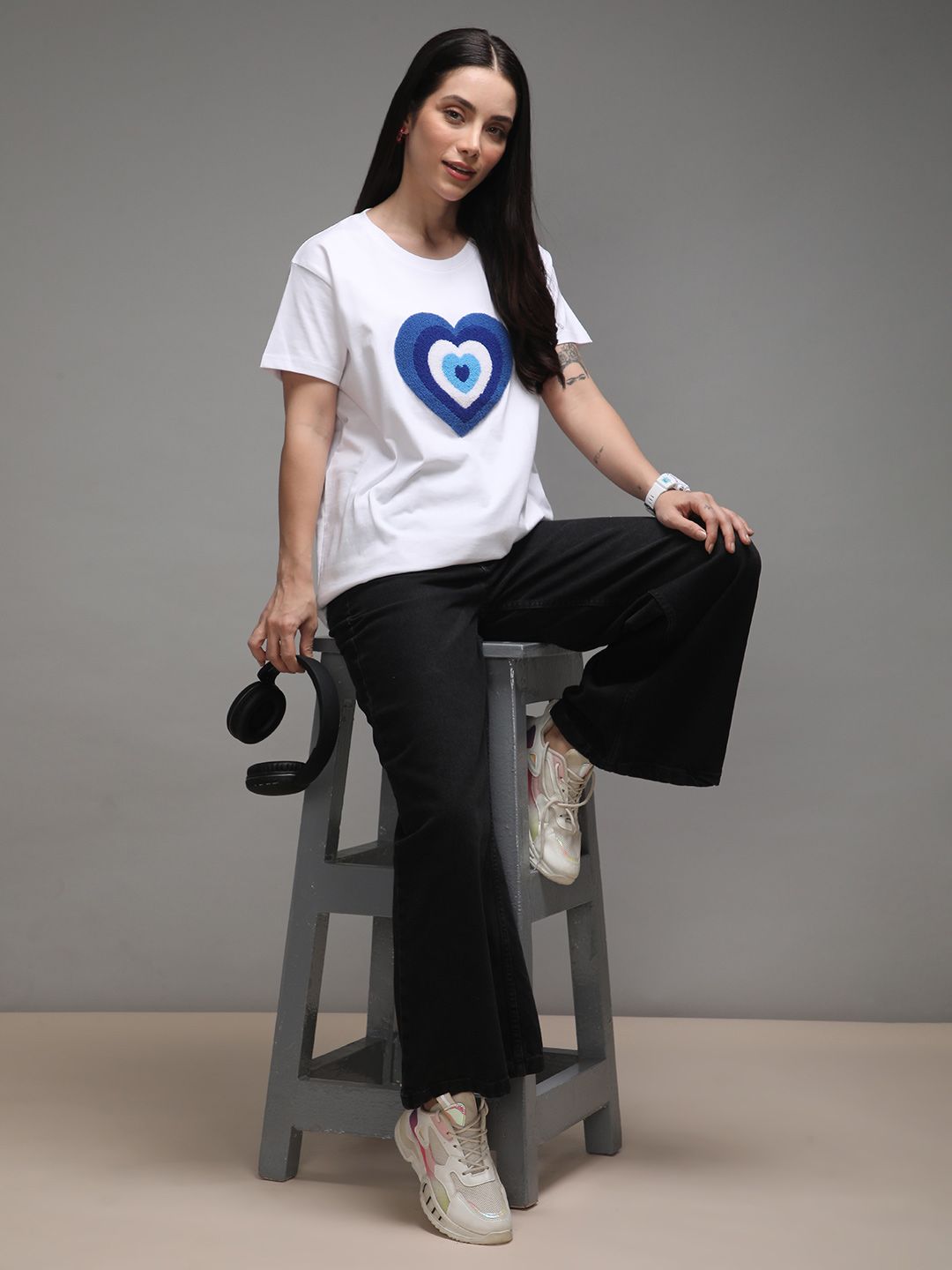 DILLINGER Women Boxy Regular Puff Printed Tshirt