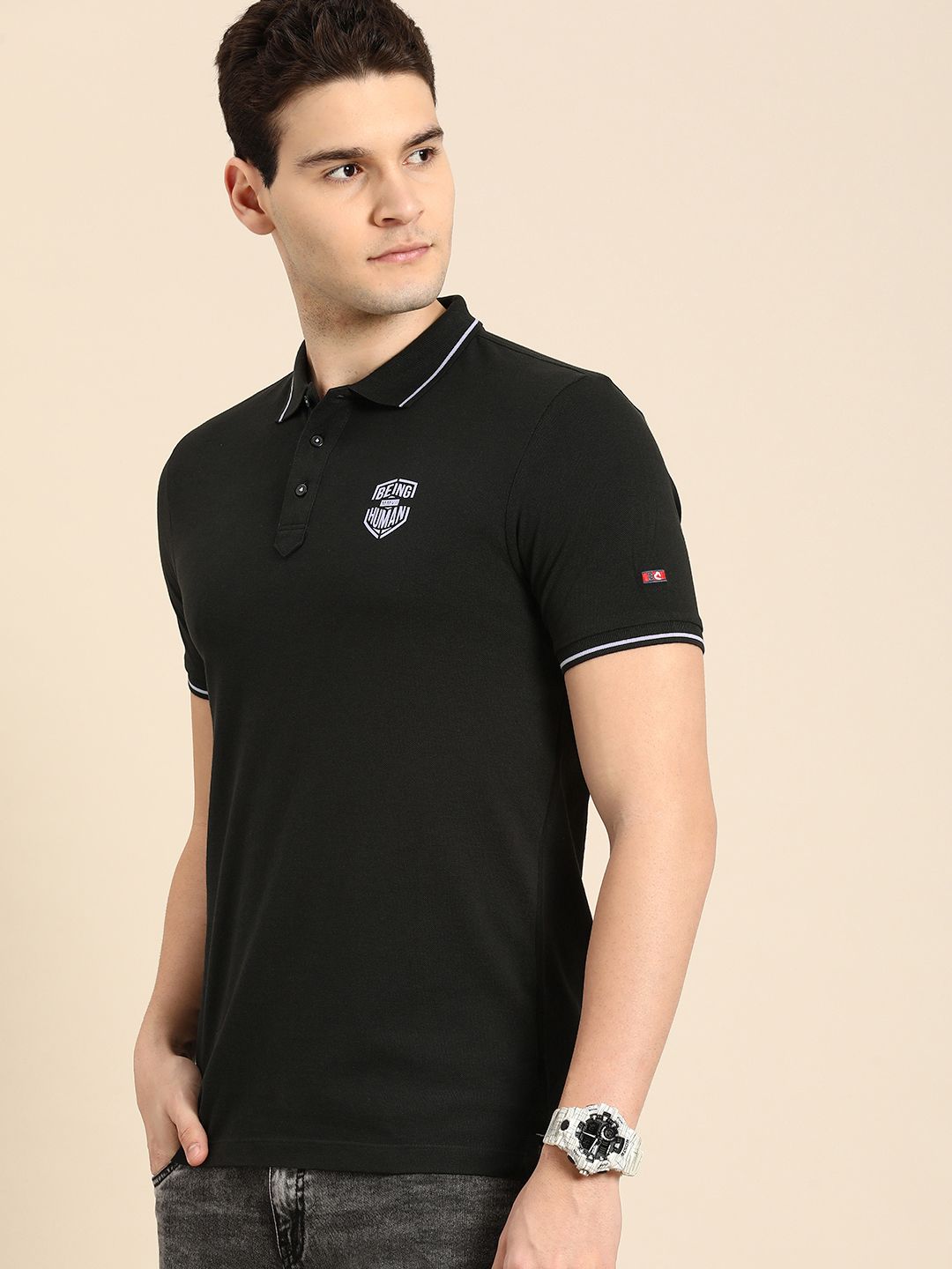 Being Human Polo Collar Pure Cotton T-shirt