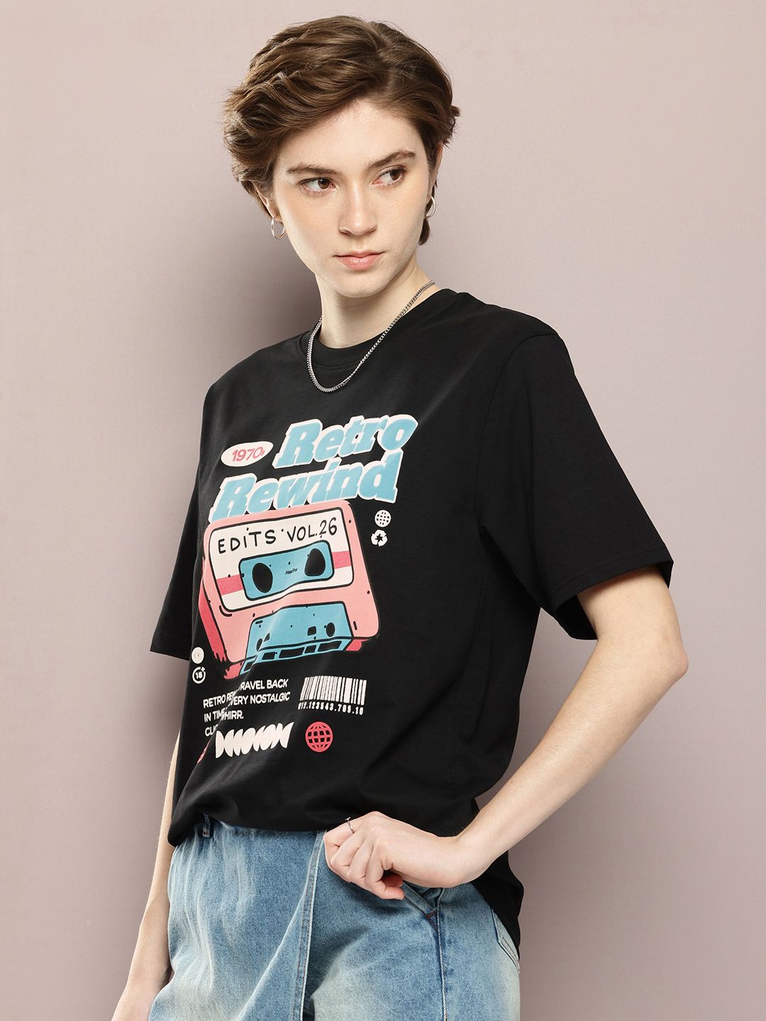 DILLINGER Graphic Printed Drop-Shoulder Sleeves Oversized Pure Cotton T-shirt
