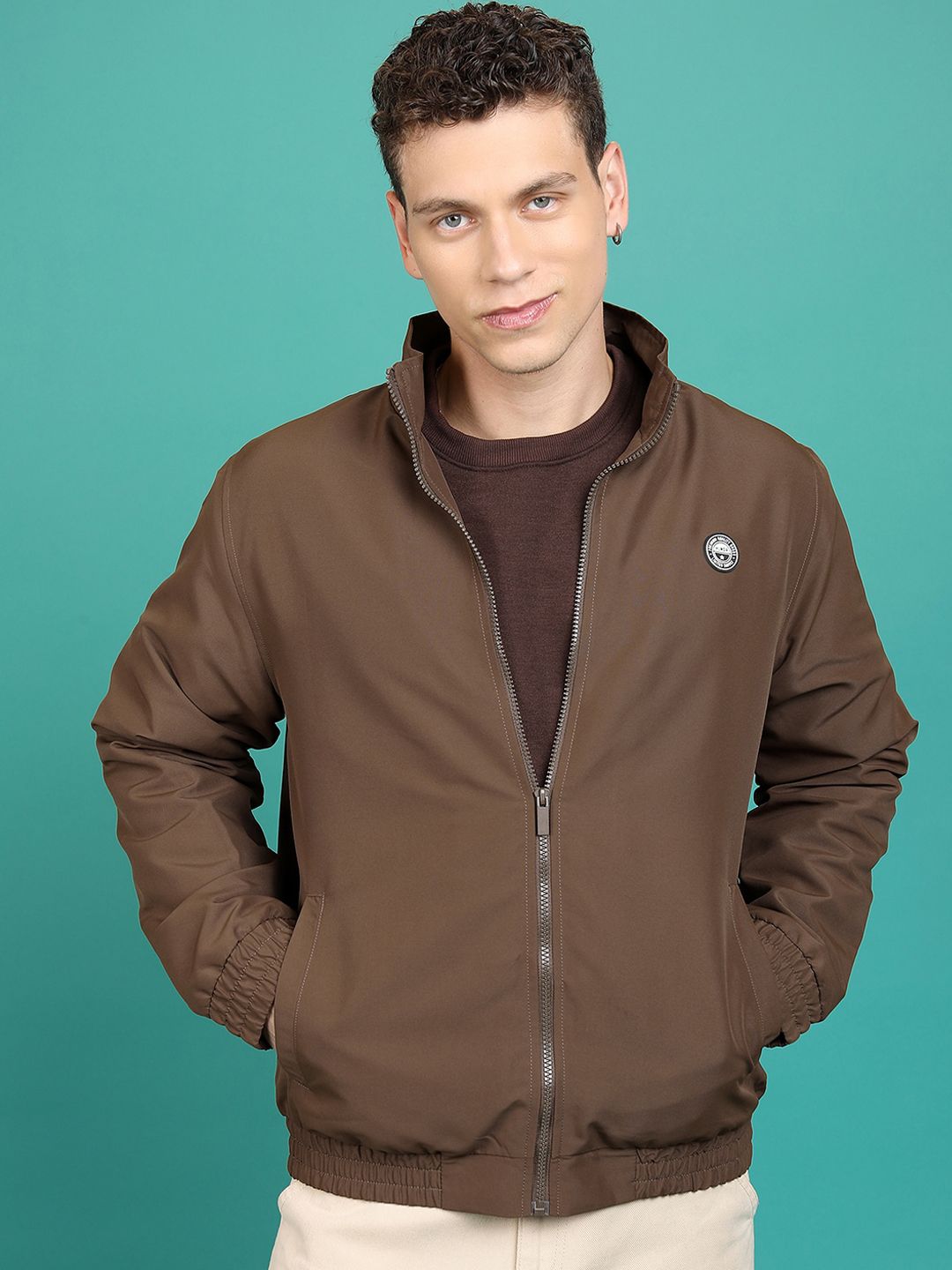 HIGHLANDER Mock Collar Long Sleeves Bomber Jacket