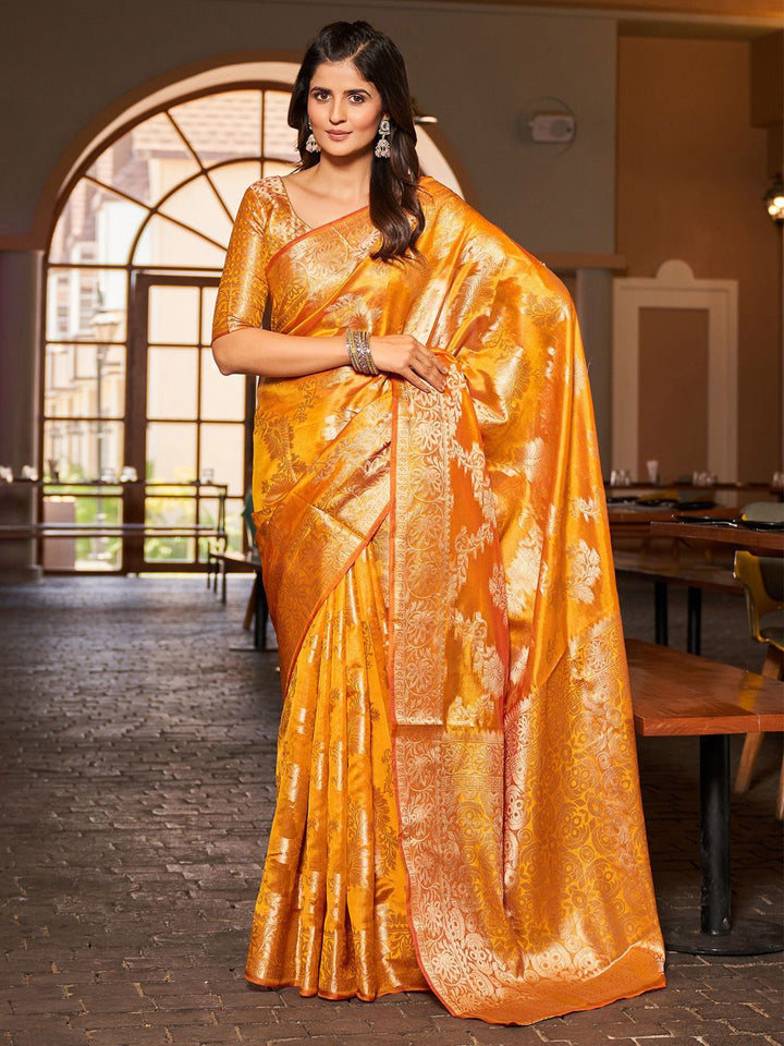 KALINI Ethnic Motifs Woven Design Zari Organza Banarasi Saree