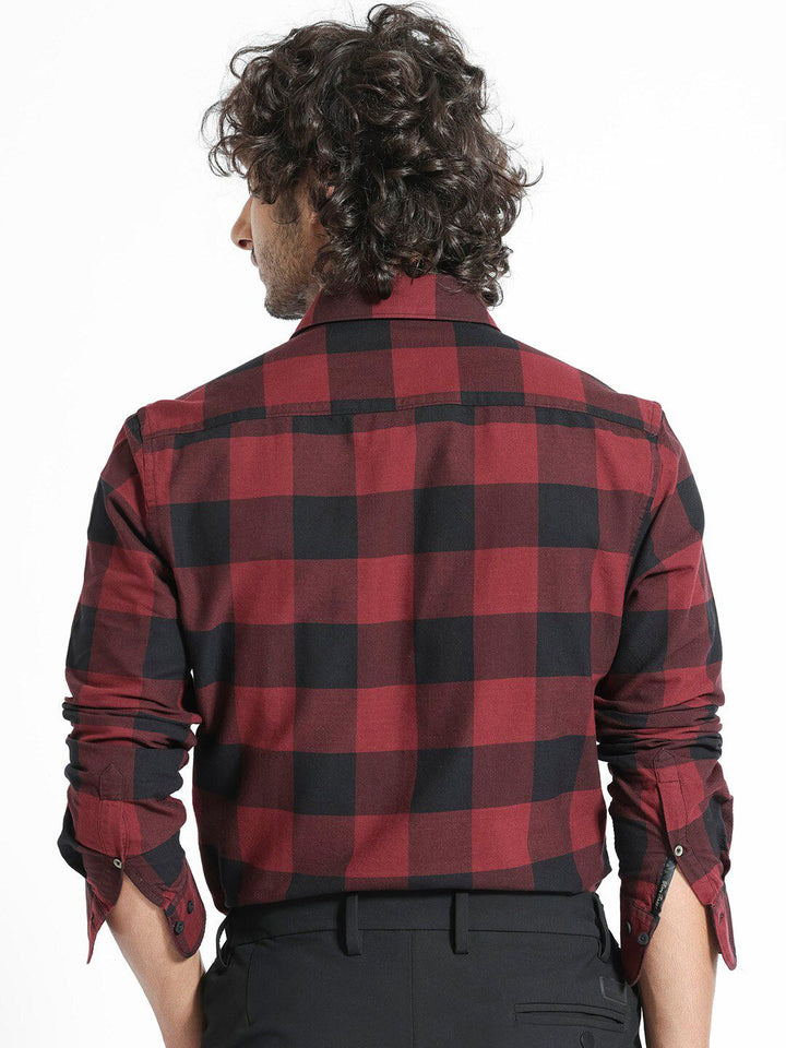 RARE RABBIT Men Byre Slim Fit Checked Cotton Shirt