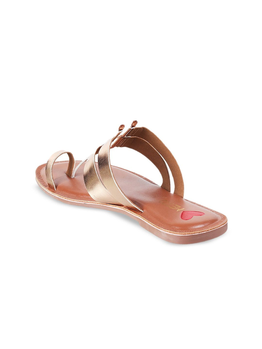 Metro Women Rose Gold Ethnic One Toe Flats