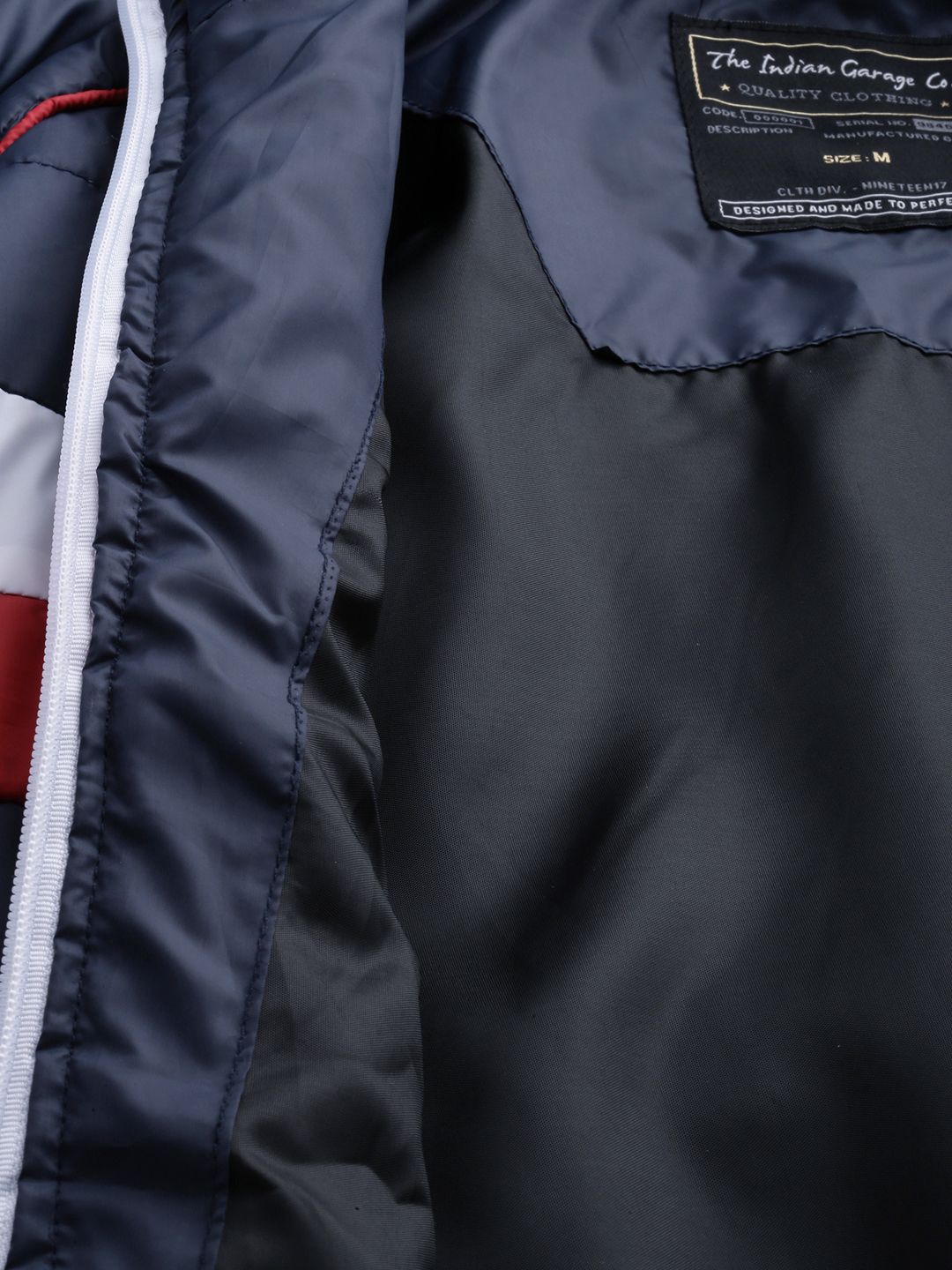 The Indian Garage Co Men Colourblock Puffer Jacket with Detachable Hood