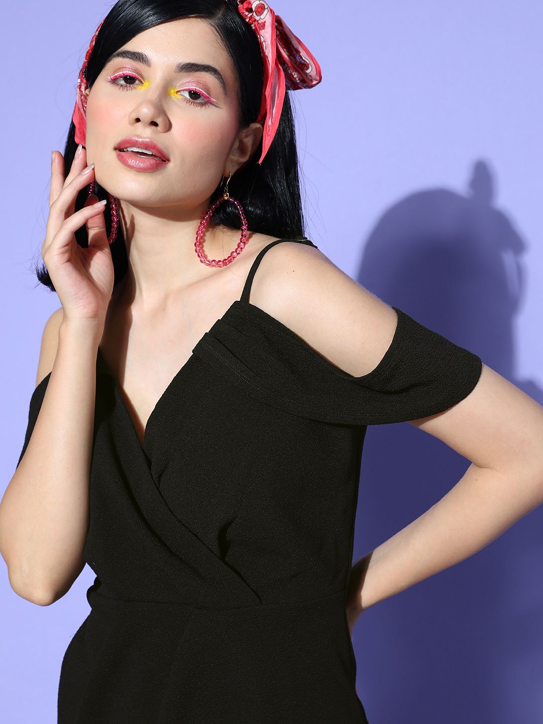 Berrylush Women Black Solid New Neckline Dress