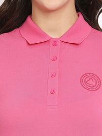 Being Human Women Pink Polo Collar Regular Fit Cotton T-shirt