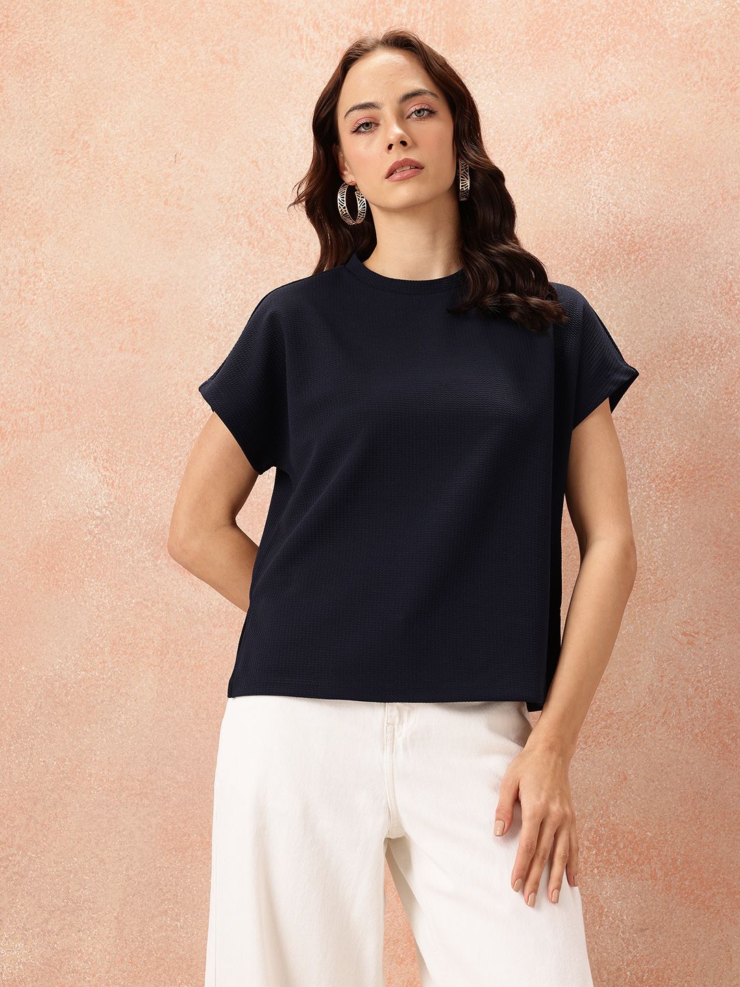 all about you Textured Extended Sleeves Top