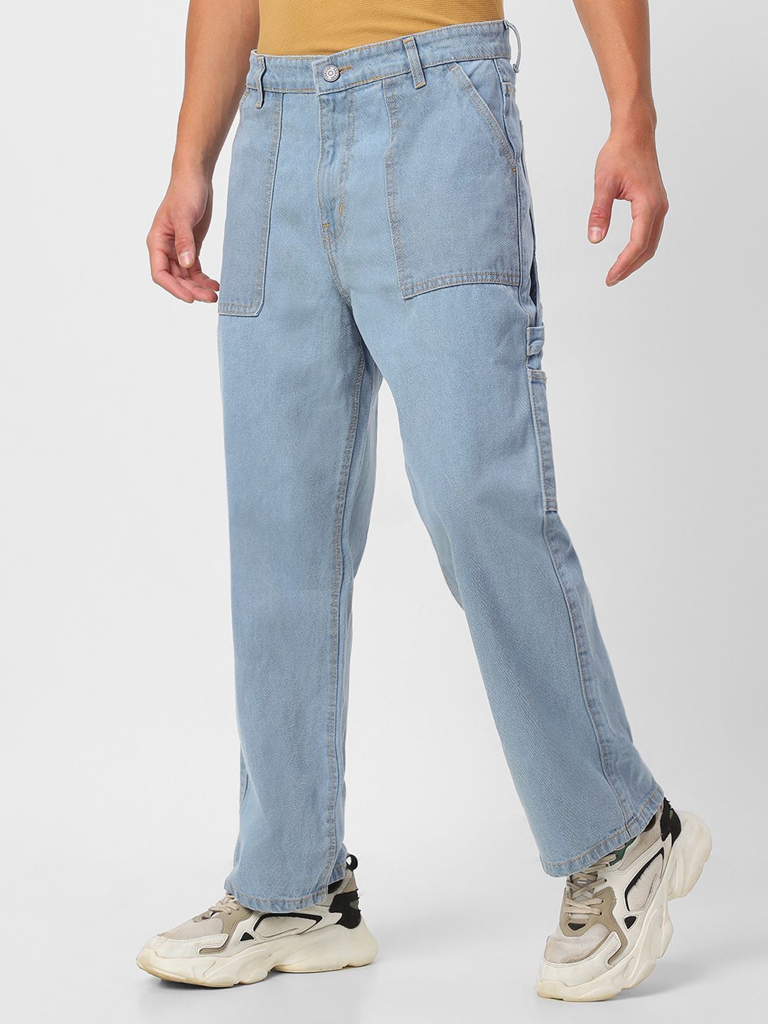 Urbano Fashion Men Loose Baggy Fit Carpenter Cargo Jeans