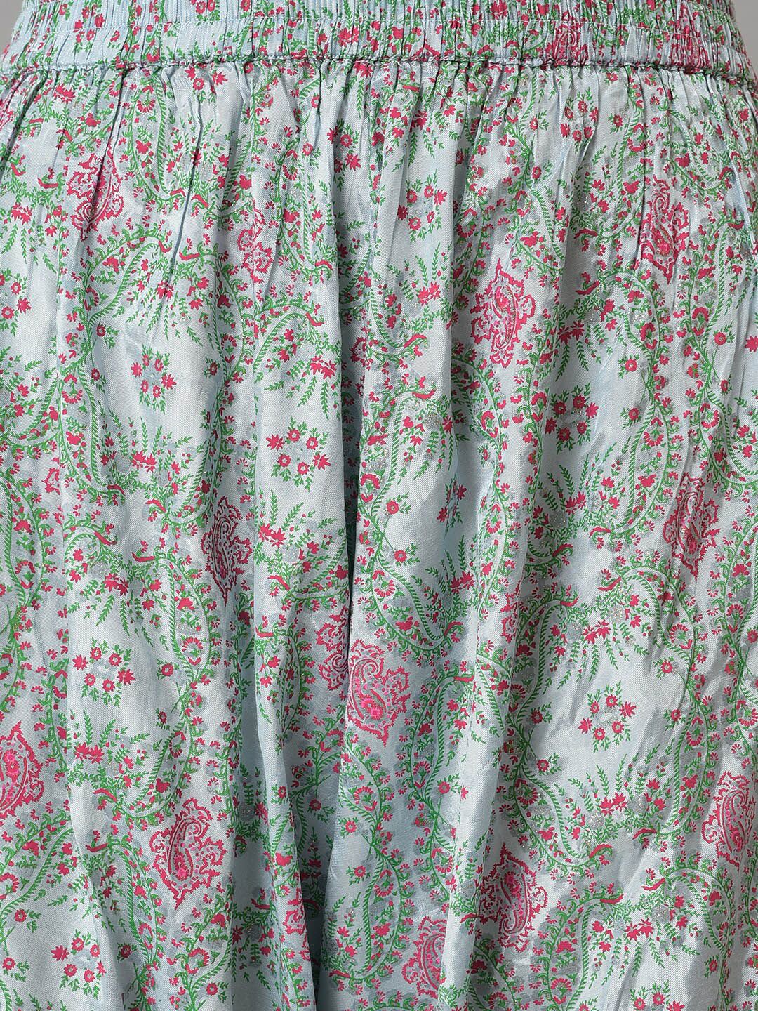 W Festive Floral Print Rayon Kurta With Salwar & Dupatta