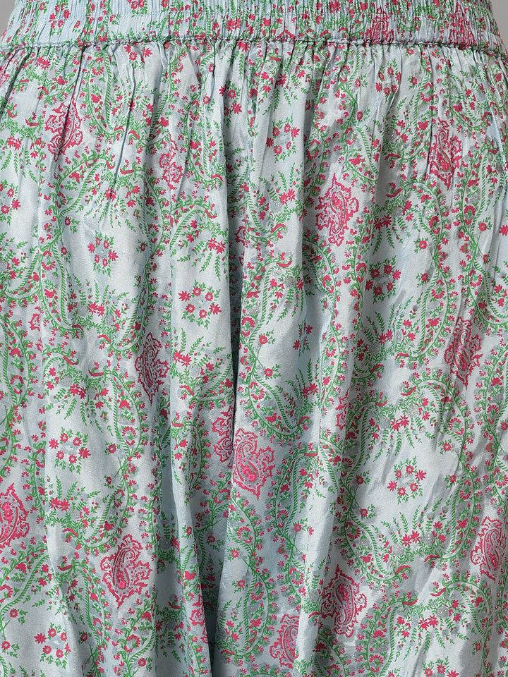 W Festive Floral Print Rayon Kurta With Salwar & Dupatta