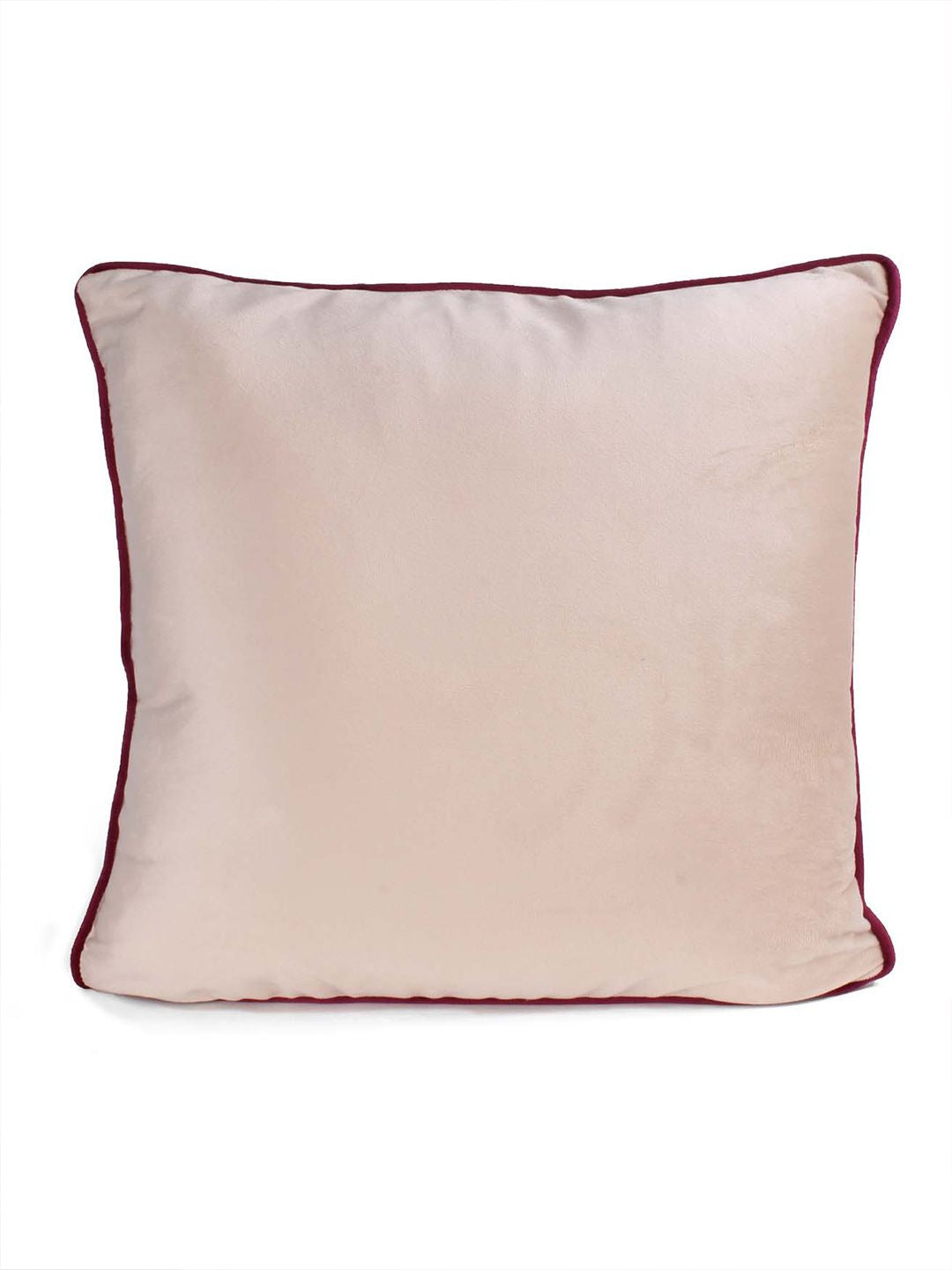 STITCHNEST Maroon & Beige 2-Pieces Velvet Square Cushion Covers