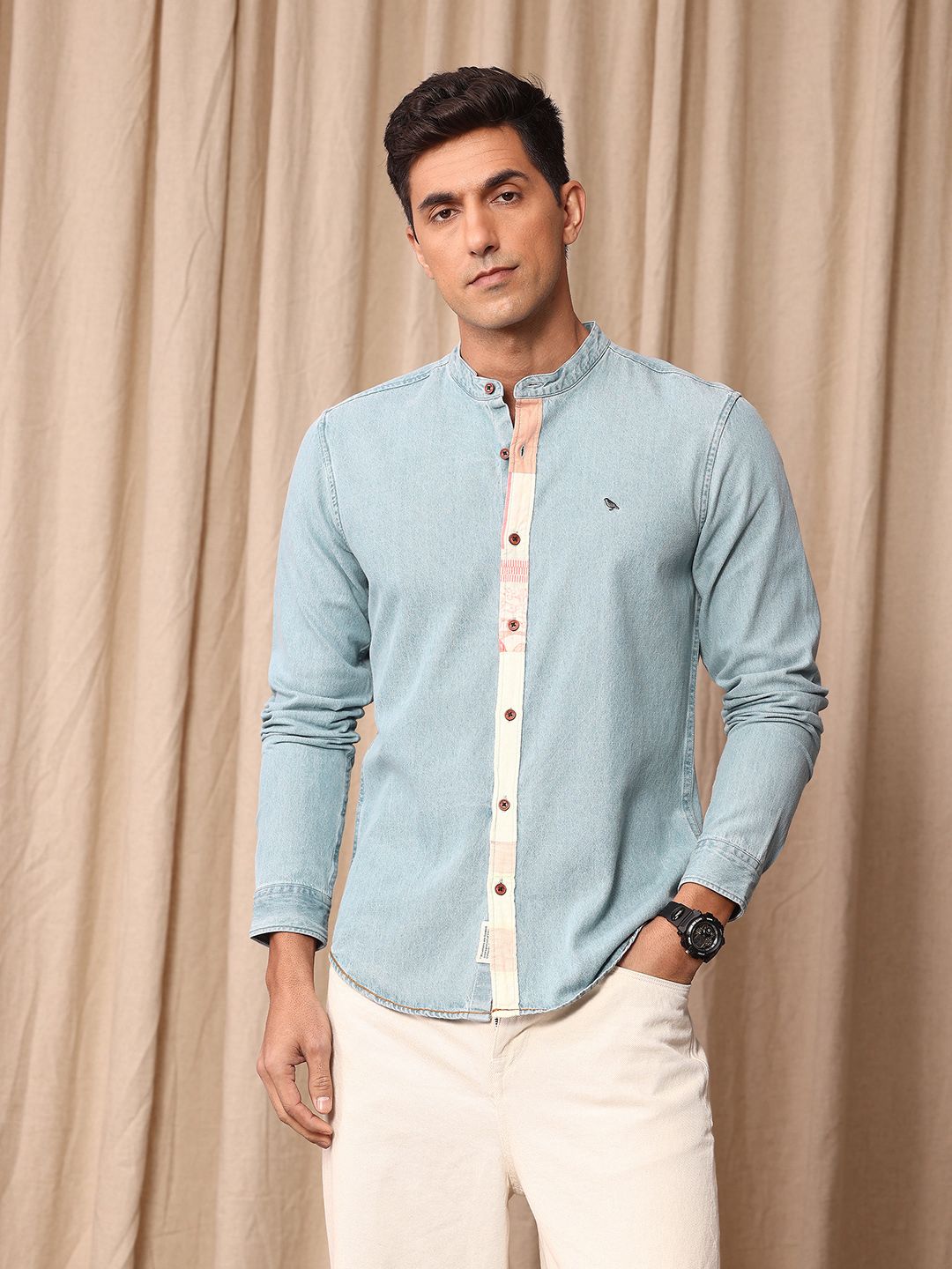 Mr Bowerbird Pure Cotton Tailored Fit Denim Casual Shirt