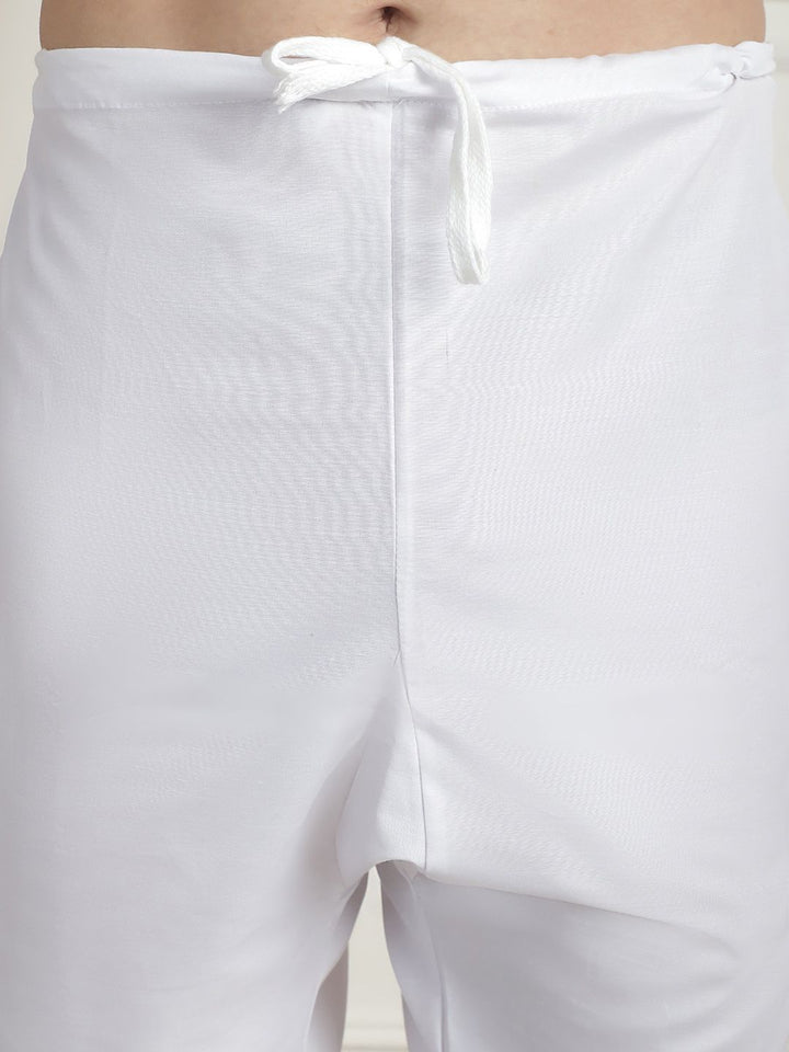SOJANYA LUXE Motif Etnik Bersulam Kolar Mandarin Kurta Sutera Lurus Kapas & Piyama