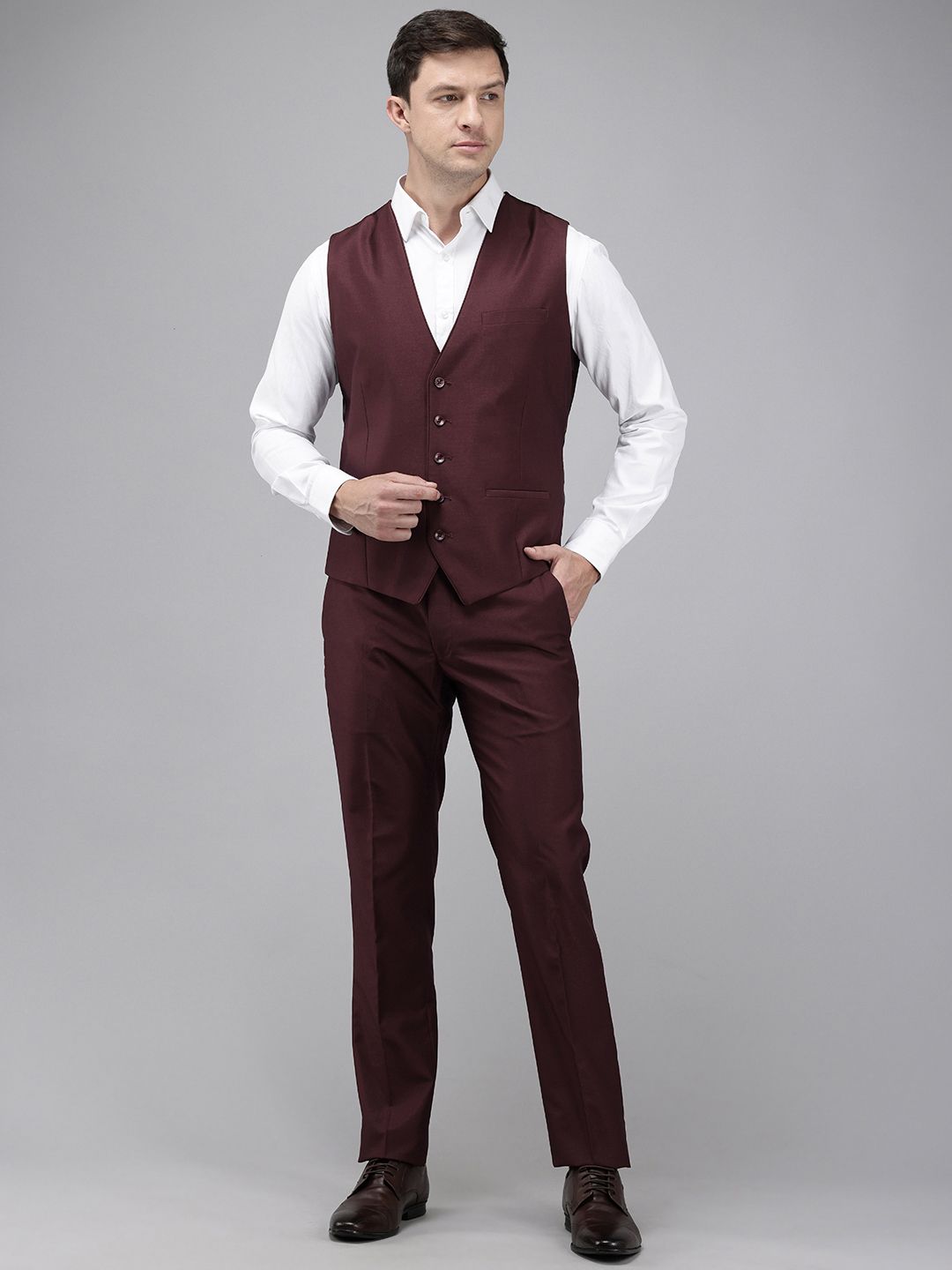 Park Avenue Self Design Single Breasted Super Slim Fit 3 Piece Party Suits
