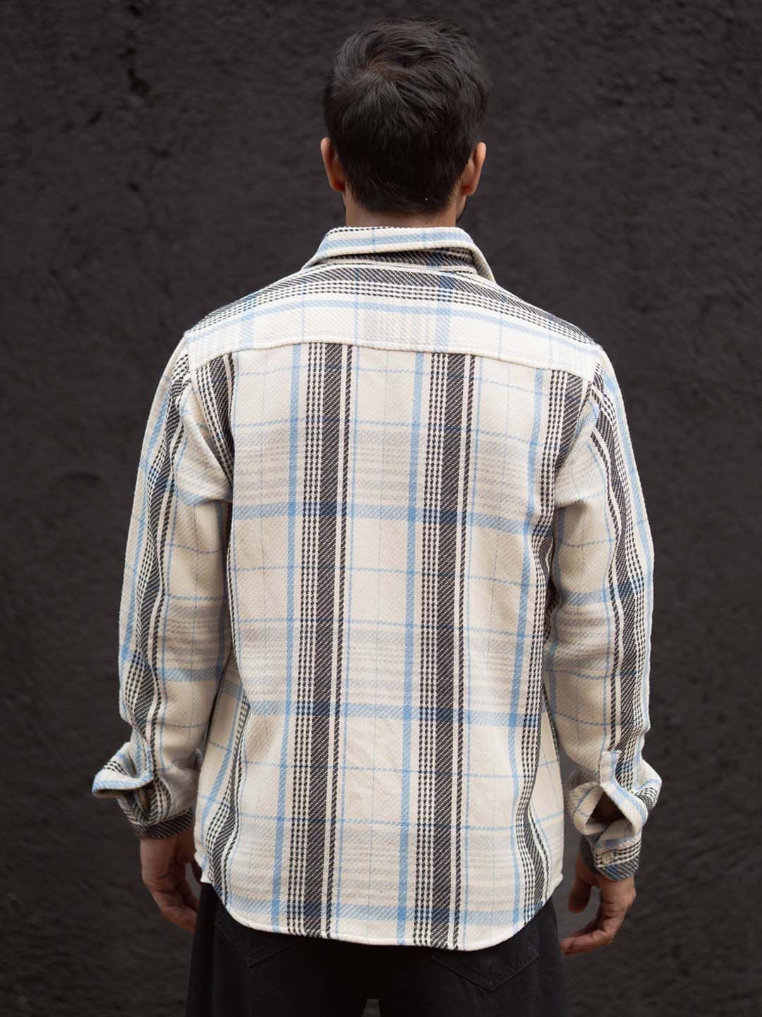 Powerlook Men Spread Collar Tartan Checked Cotton Casual Shirt