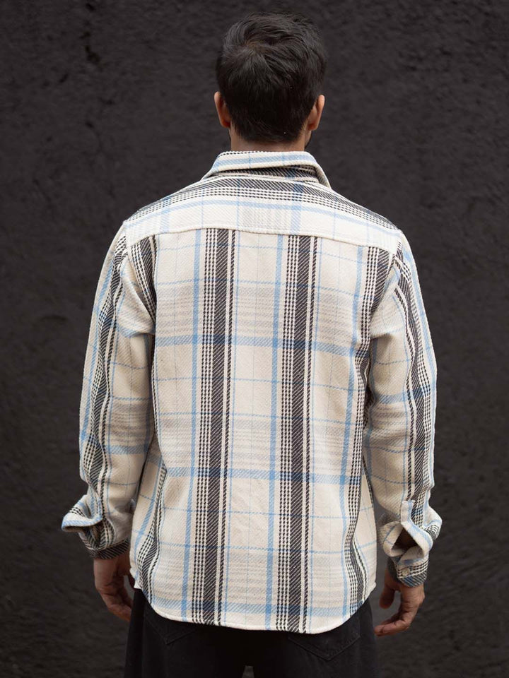 Powerlook Men Spread Collar Tartan Checked Cotton Casual Shirt