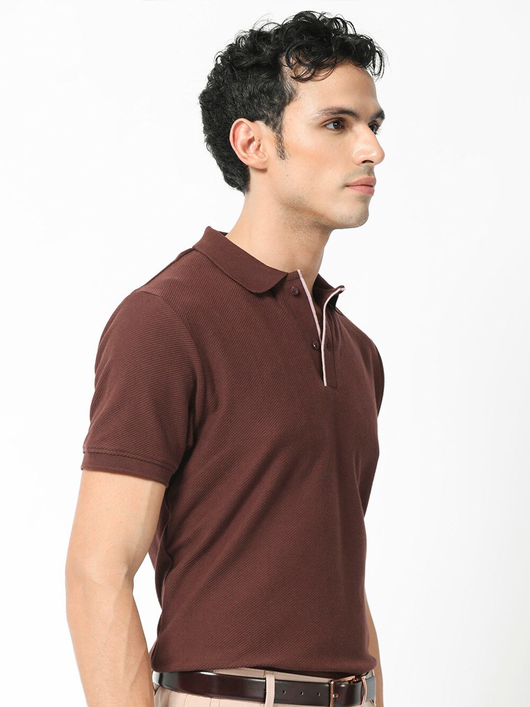 RARE RABBIT Men Rings-4 Slim Fit Solid Polo Collar T-Shirt
