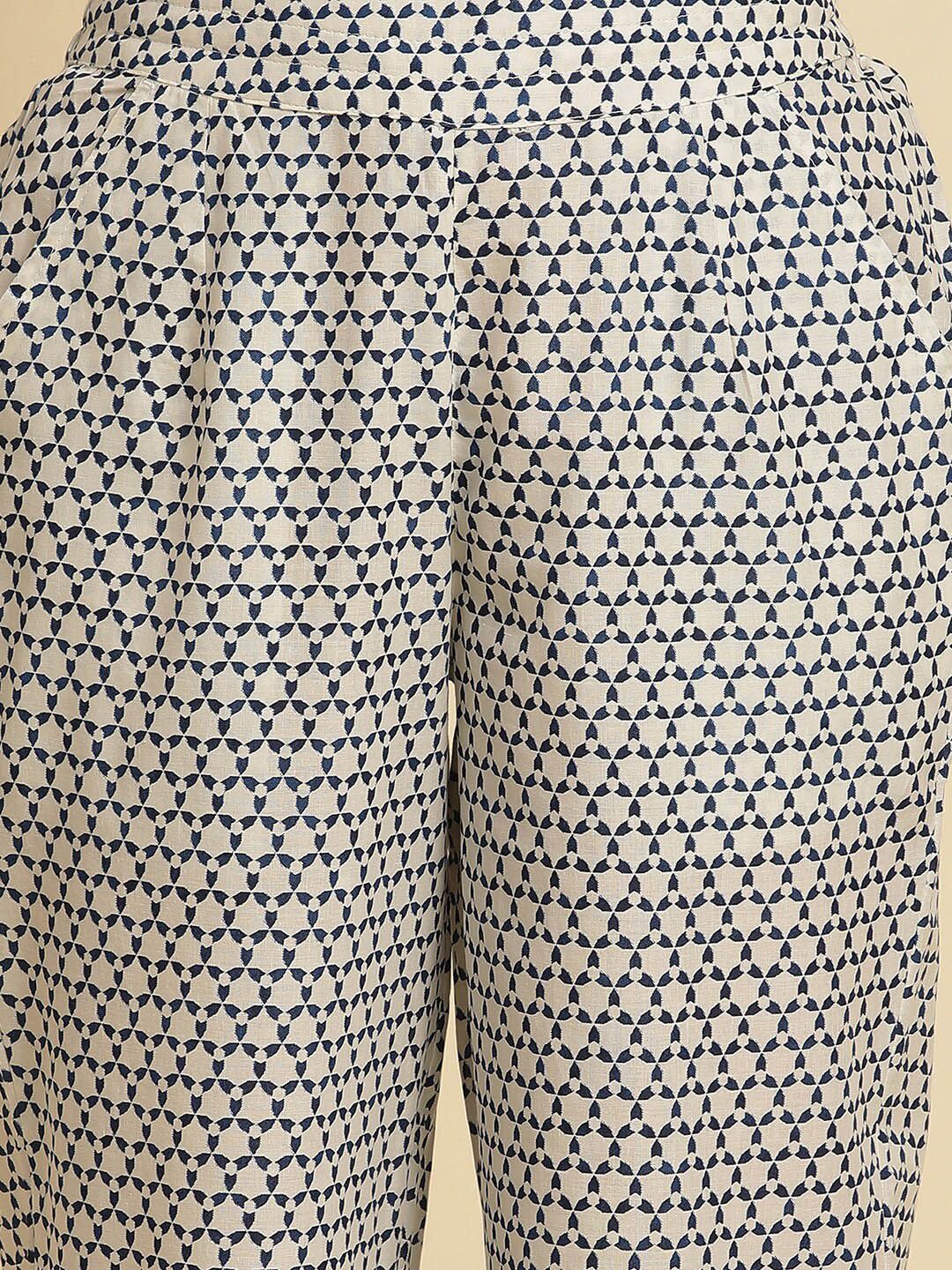 W Women Geometric Printed Cropped Cotton Ethnic Trouser