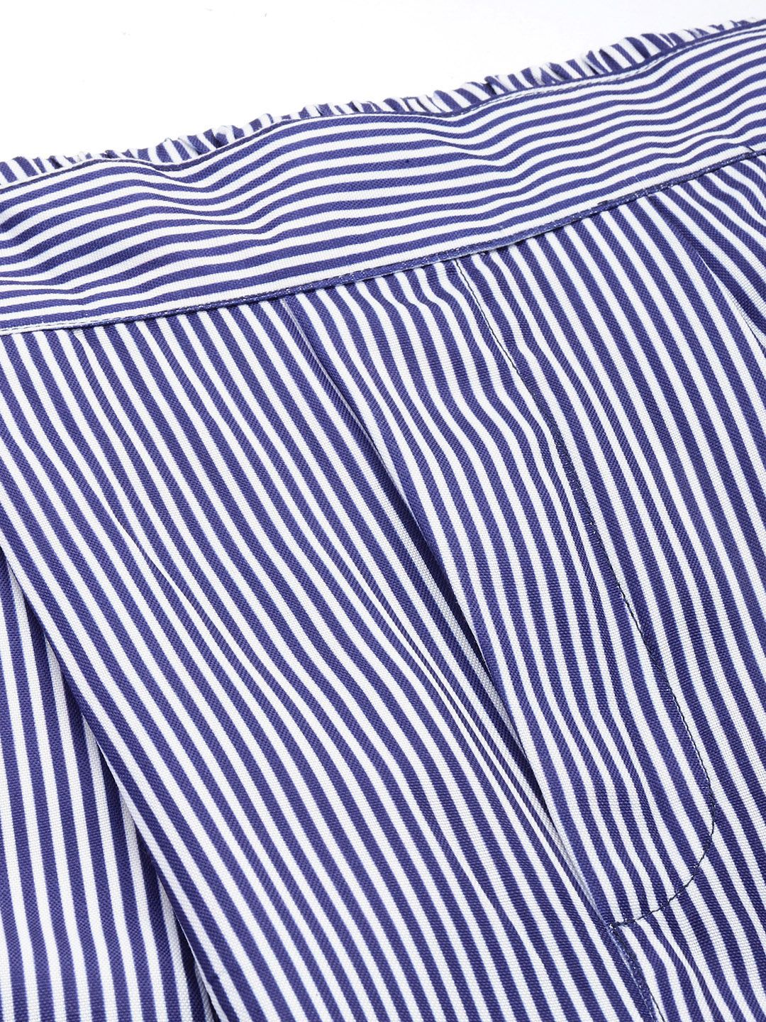all about you Women Striped Pleated Wide Leg Trousers