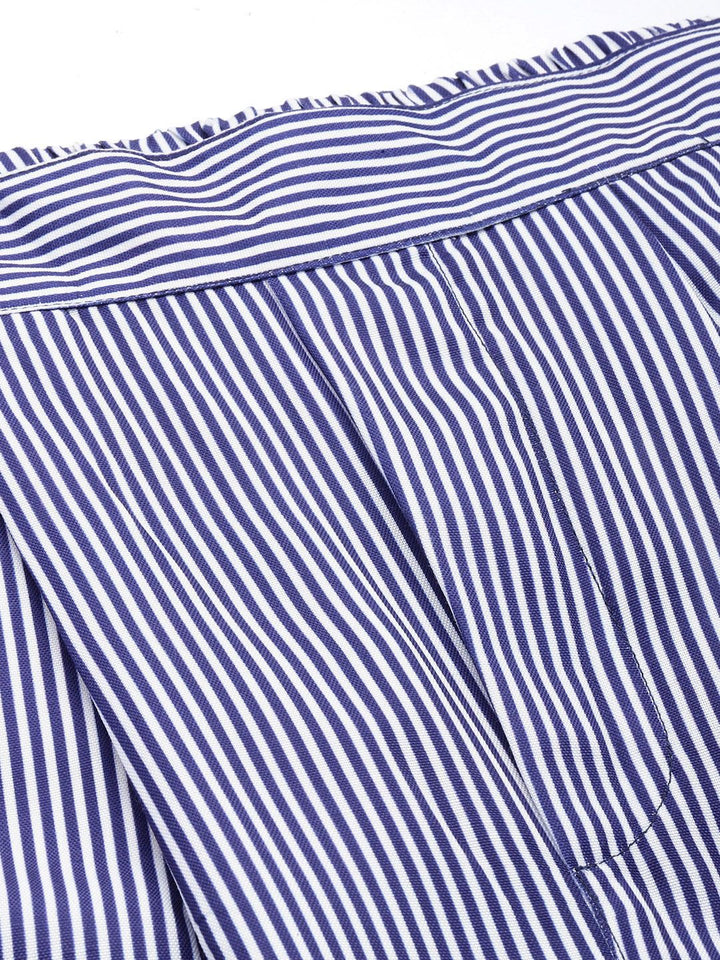 all about you Women Striped Pleated Wide Leg Trousers