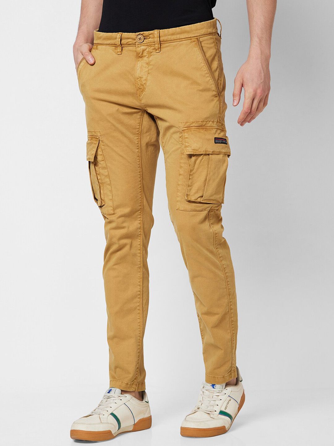 SPYKAR Men Mid Rise Regular Fit Cargos Cotton Trousers