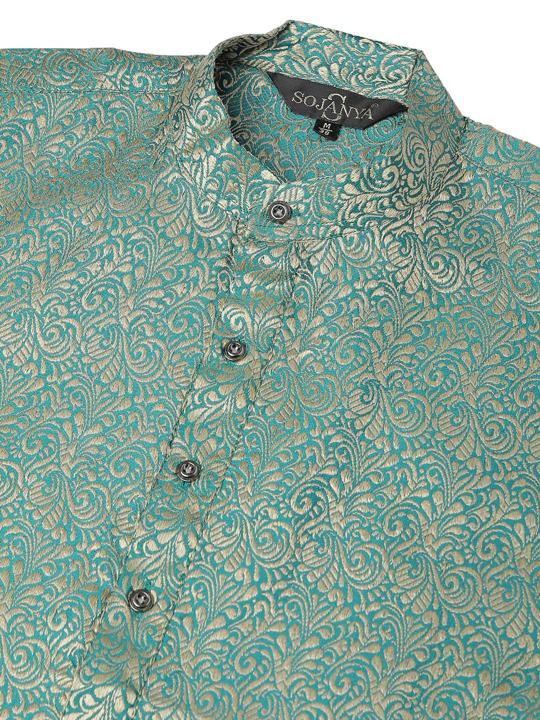 SOJANYA Men Ethnic Motifs Jacquard Silk Cotton Kurta