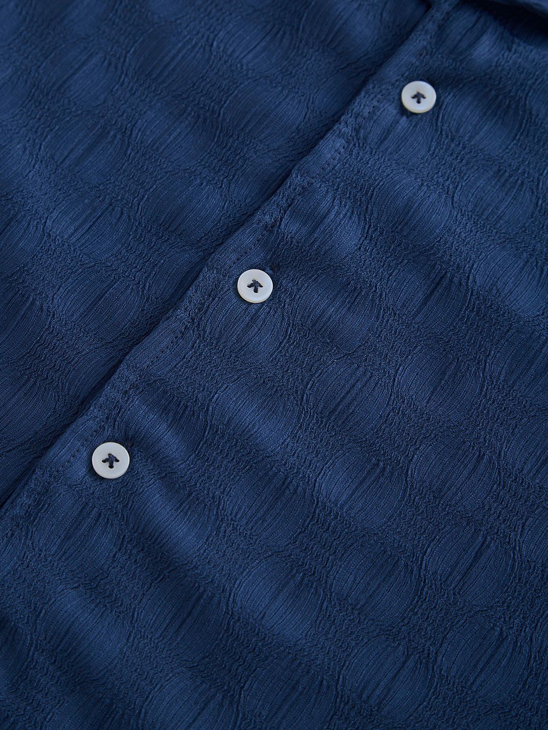 VASTRADO Men Classic Cuban Collar Textured Oversized Casual Shirt