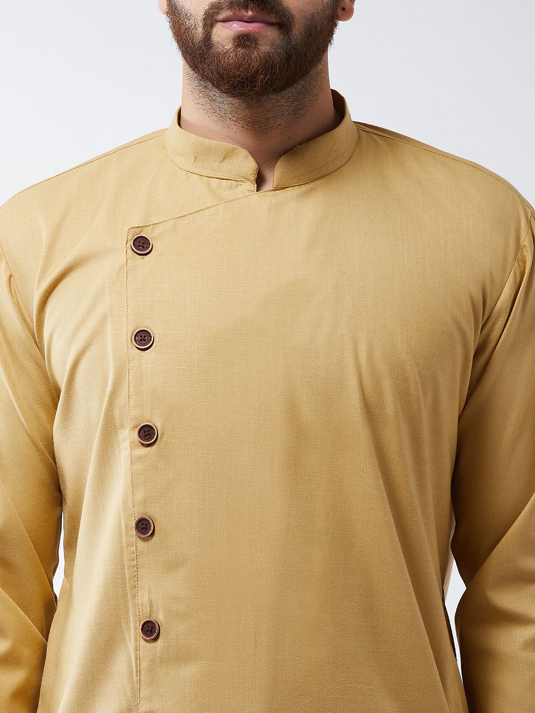 SOJANYA Kurta Lurus Pepejal Berwarna Emas Lelaki