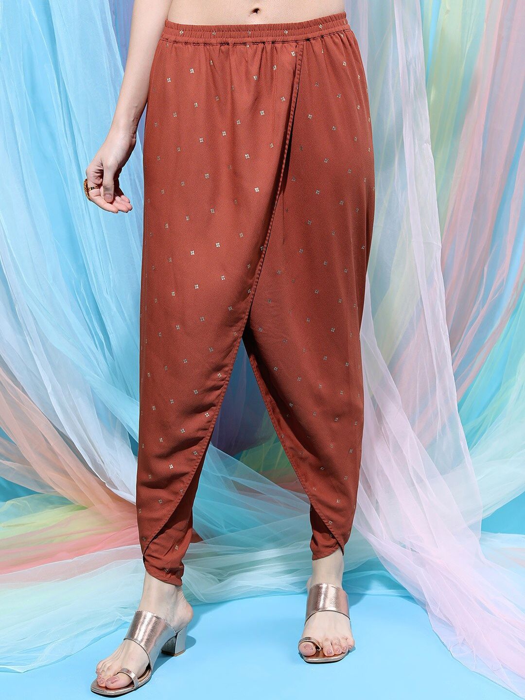 Vishudh Women Ethnic Motifs Printed Kurti with Dhoti Pants & Dupatta