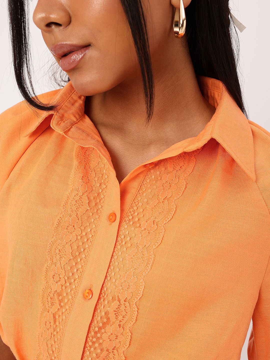 DressBerry Cute Femi Peek-a-boo Pretty Lace Crop Shirt
