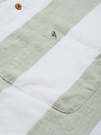 Mr Bowerbird Liberal Fit Self Striped Cotton Linen Casual Shirt