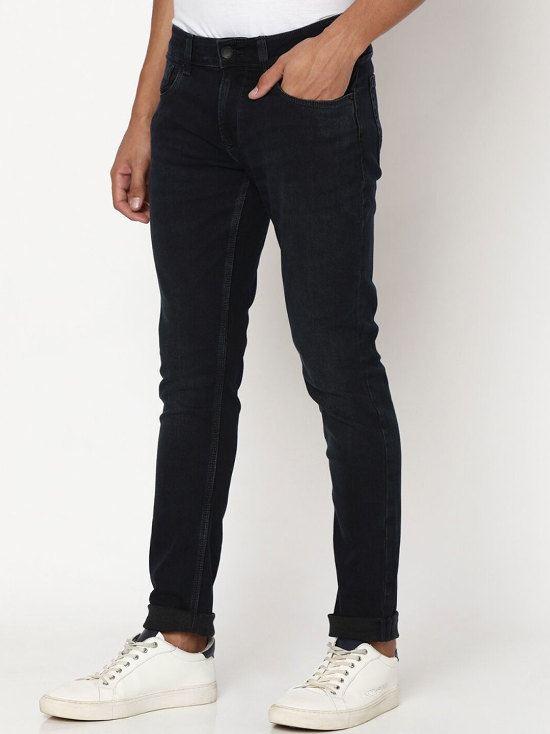 SPYKAR Men Slim Fit Low-Rise Dark Shade Clean Look Stretchable Jeans