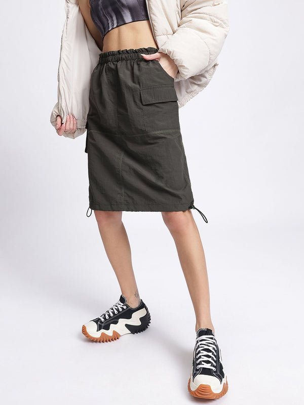 DressBerry Urban Edge Straight Skirt with Toggled Hem
