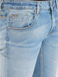 Spykar Men Slim Sesuai Rendah Beratur Rendah Look Heavy Fade Jeans Regangan