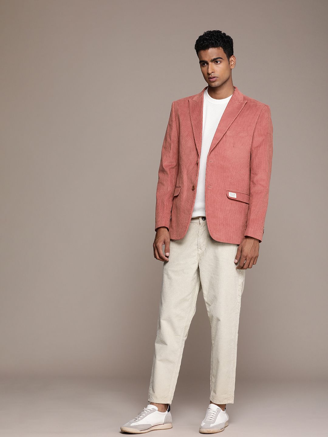 Mr Bowerbird Tailored Fit Peaked Lapel Collar Single Breasted Corduroy Cotton Blazer
