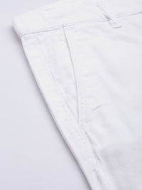 The Indian Garage Co Men White Slim Fit Cotton Chino Shorts