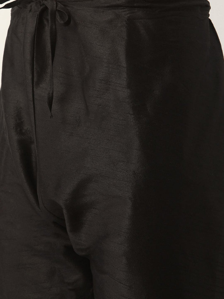 SOJANYA Kurta Solid Lelaki Hitam & Beige dengan Pijama & Jaket