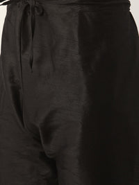 SOJANYA Kurta Solid Lelaki Hitam & Beige dengan Pijama & Jaket
