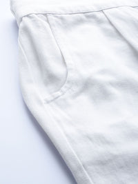 SASSAFRAS Women White Twill Parallel Trousers