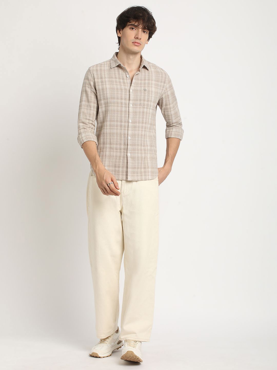THE BEAR HOUSE Men's Checkered Slim Fit Casual Shit