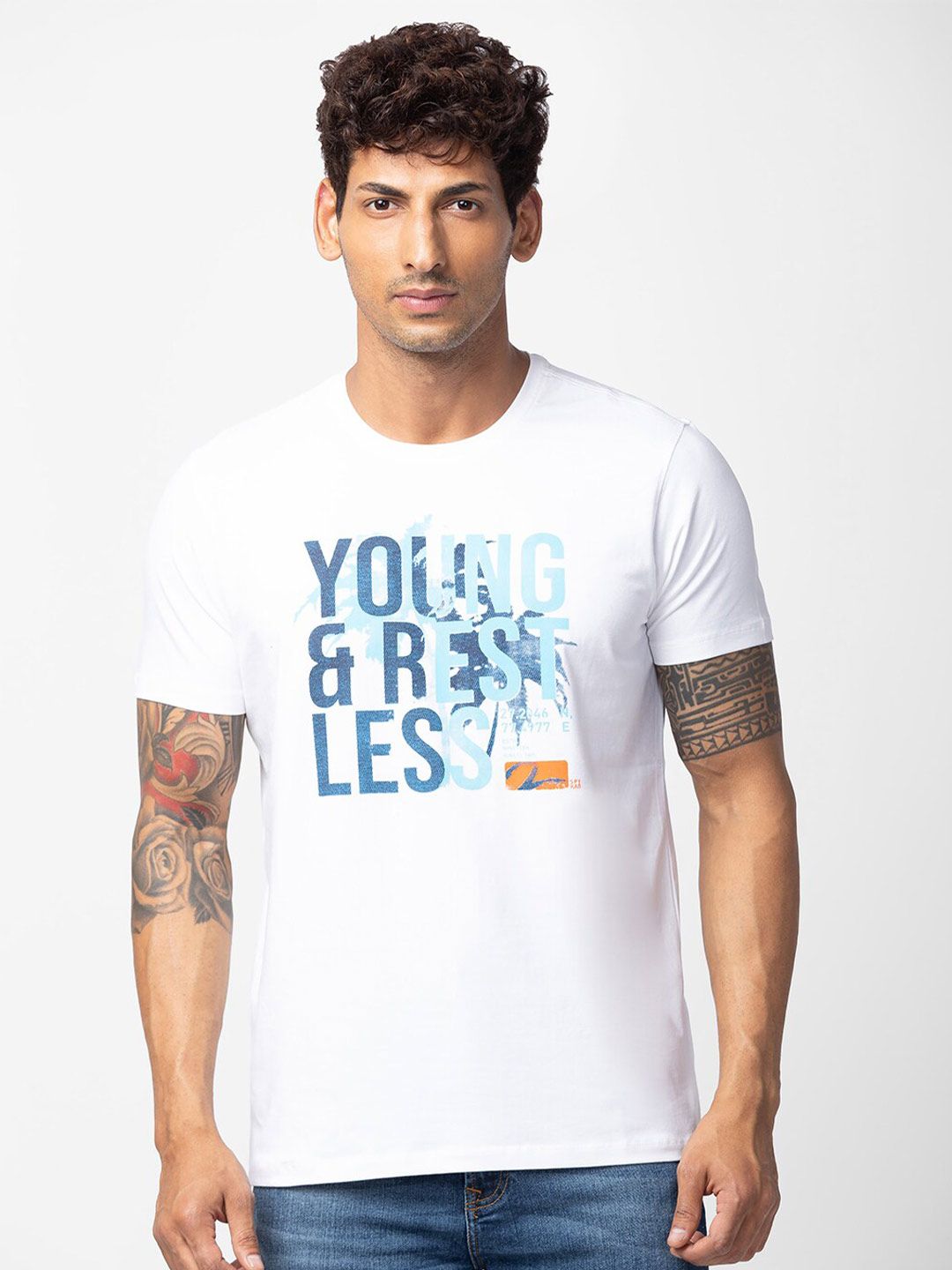 SPYKAR Men Typography Printed Slim Fit Cotton T-shirt