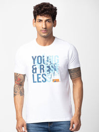 SPYKAR Men Typography Printed Slim Fit Cotton T-shirt