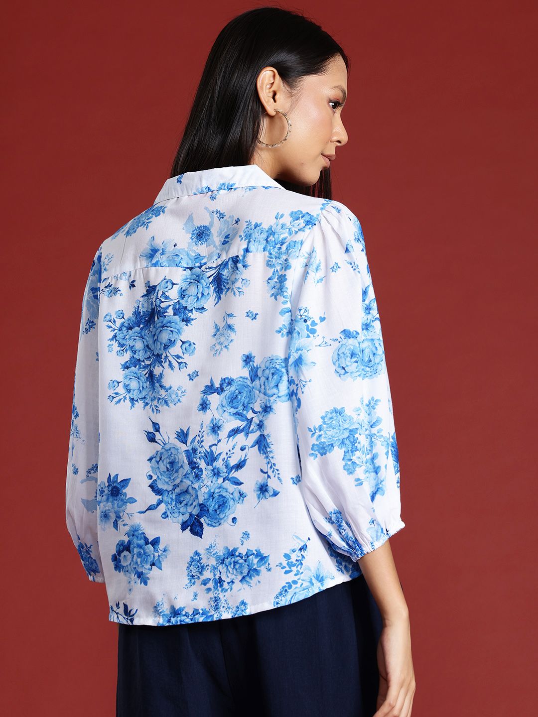 all about you Floral Print Puff Sleeve Shirt Style Top