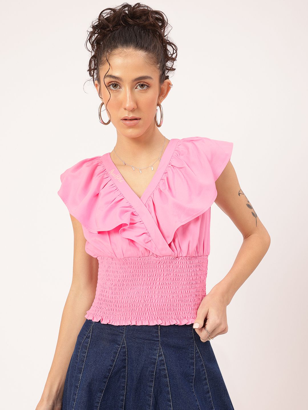 DressBerry Bubblegum Beauty Smocked Cinched Waist Top