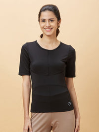 Being Human Women Colourblocked Henley Neck Pockets Slim Fit T-shirt