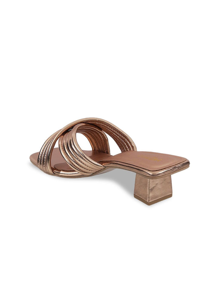 Metro Rose Gold Block Sandals