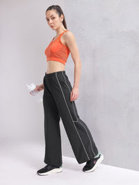 HRX by Hrithik Roshan Women Contrast Piping Rapid-Dry Flared Training Track Pants