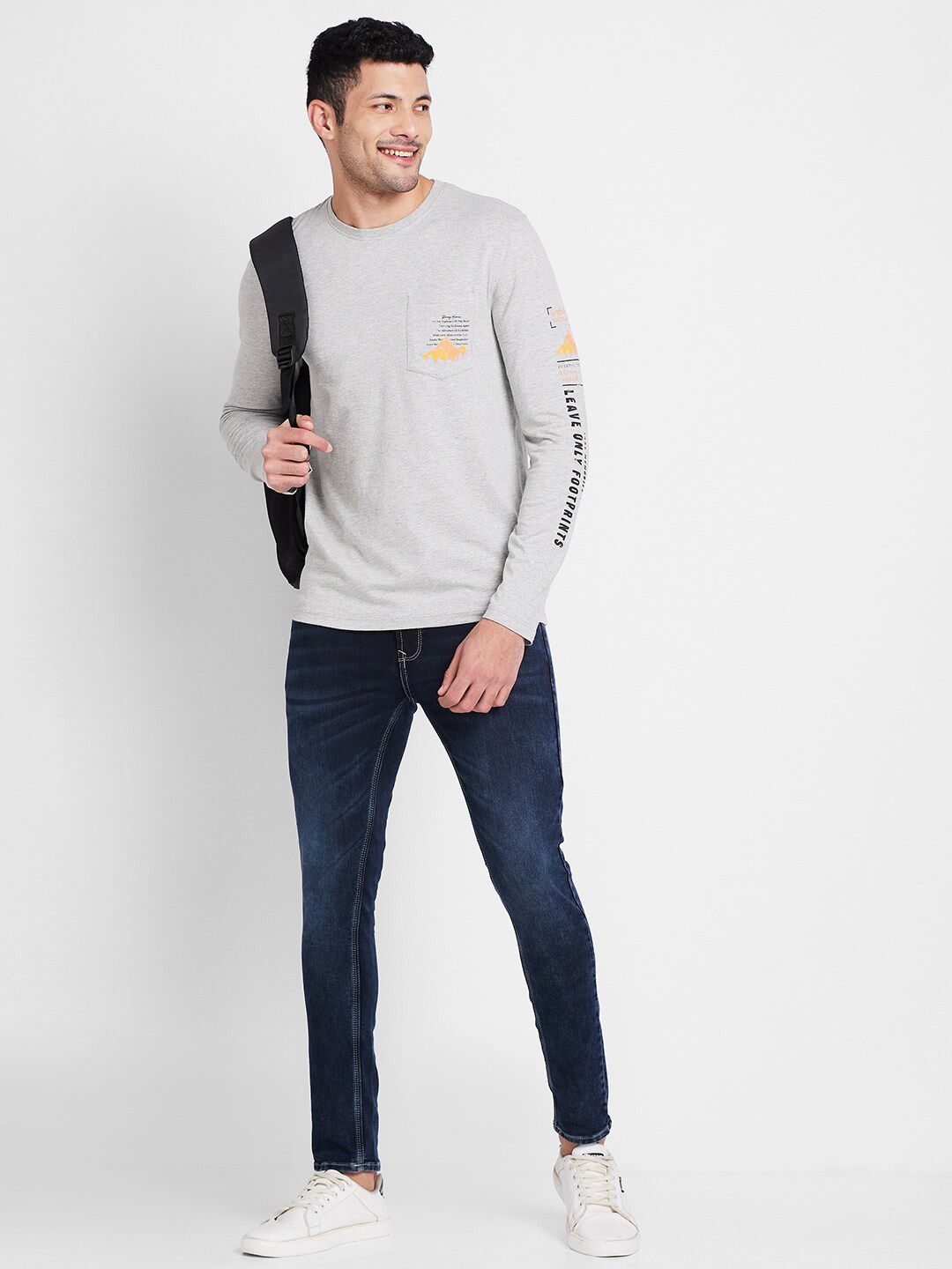 Being Human Typography Printed Round Neck Long Sleeves Pockets Regular T-shirt