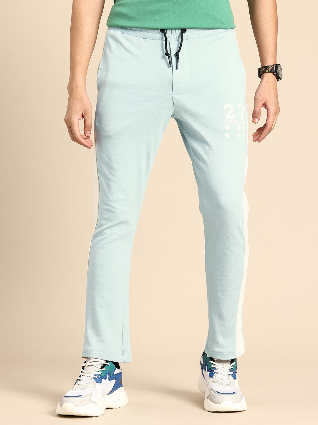 Being Human Men Knitted Side Striped Track Pants