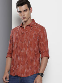 The Indian Garage Co Slim Fit Opaque Self Striped Casual Shirt